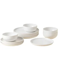 Costa Nova Dinnerware|Pacifica Collection 12-pc Place Setting with Cereal Bowl in Salt