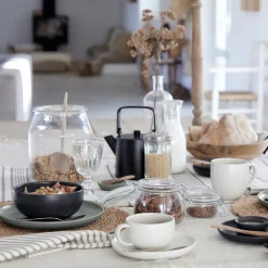 Costa Nova Dinnerware|Pacifica Collection 12-pc Place Setting with Cereal Bowl in Salt