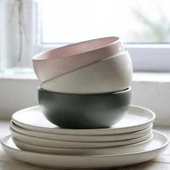 Costa Nova Dinnerware|Pacifica Collection Salad Plates 9" in Vanilla, Set of 6