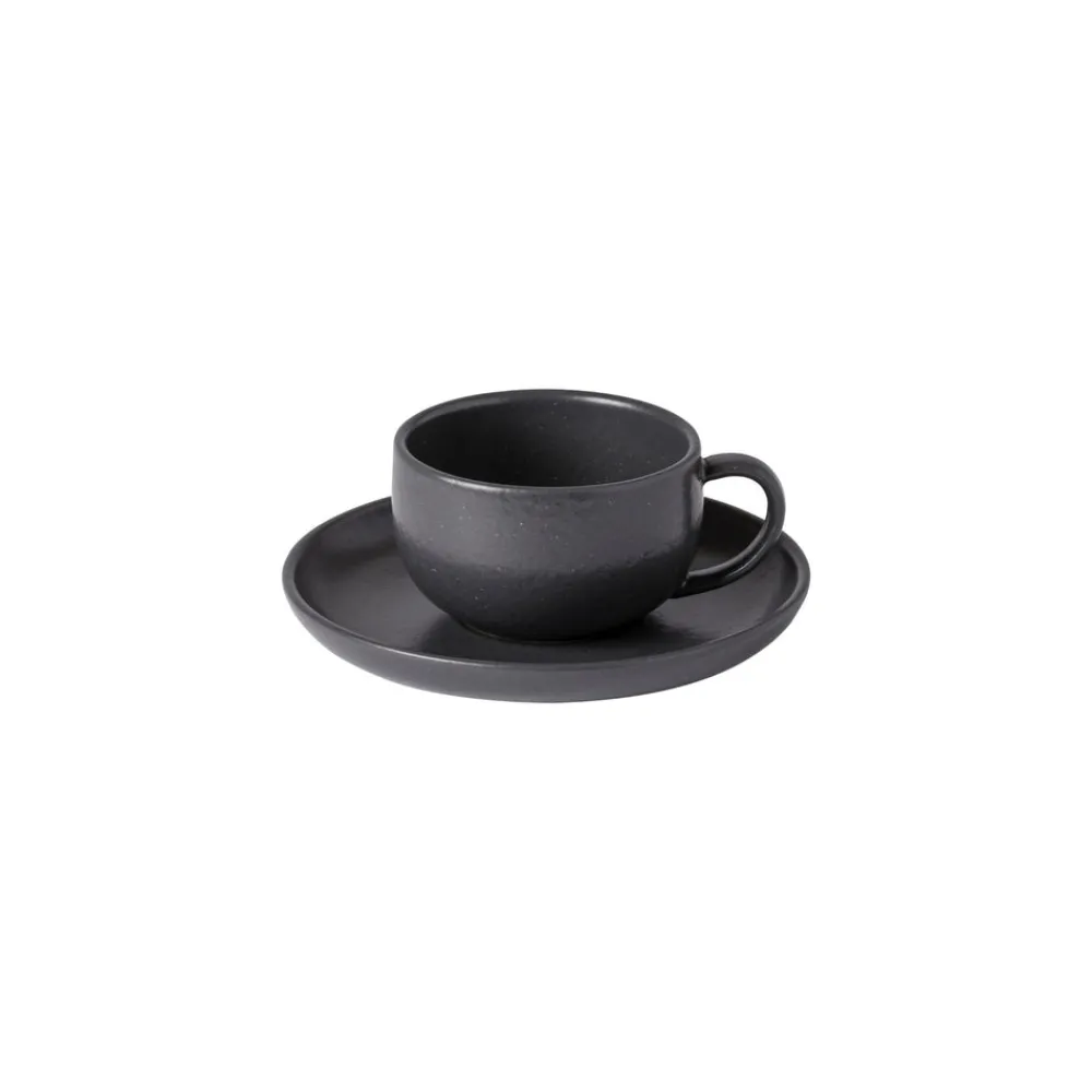 Costa Nova Dinnerware|Pacifica Collection Teacups & Saucers in Seed Grey, Set of 6