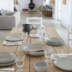 Costa Nova Dinnerware|Pacifica Collection Teacups & Saucers in Oyster Grey, Set of 6