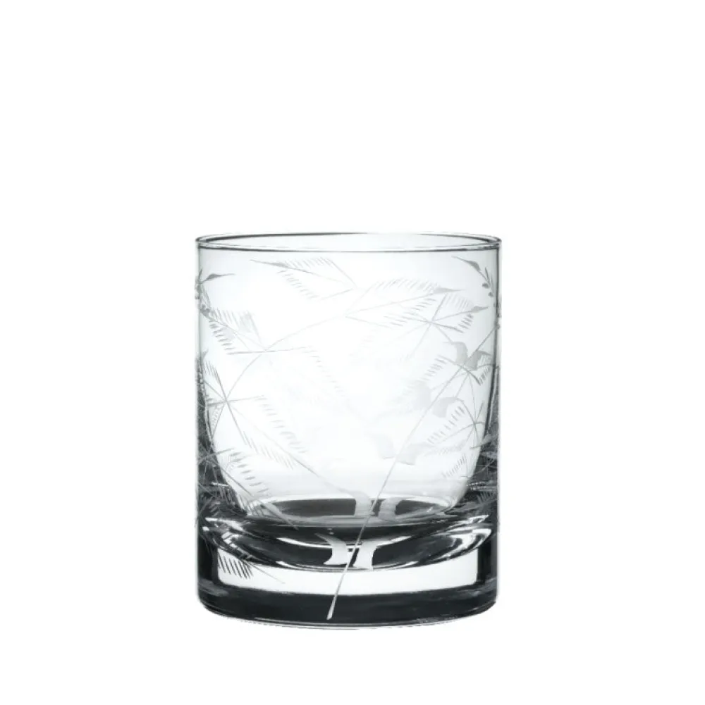 The Vintage List Glassware|Pair of Crystal Whiskey Glasses with Fern Design