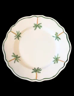 Sveva's Home Dinnerware|Palm Tree Everywhere Scalloped Plate, Set of 6