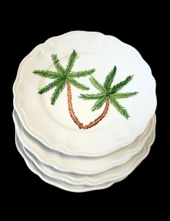 Sveva's Home Dinnerware|Palm Tree Scalloped Plate, Set of 6