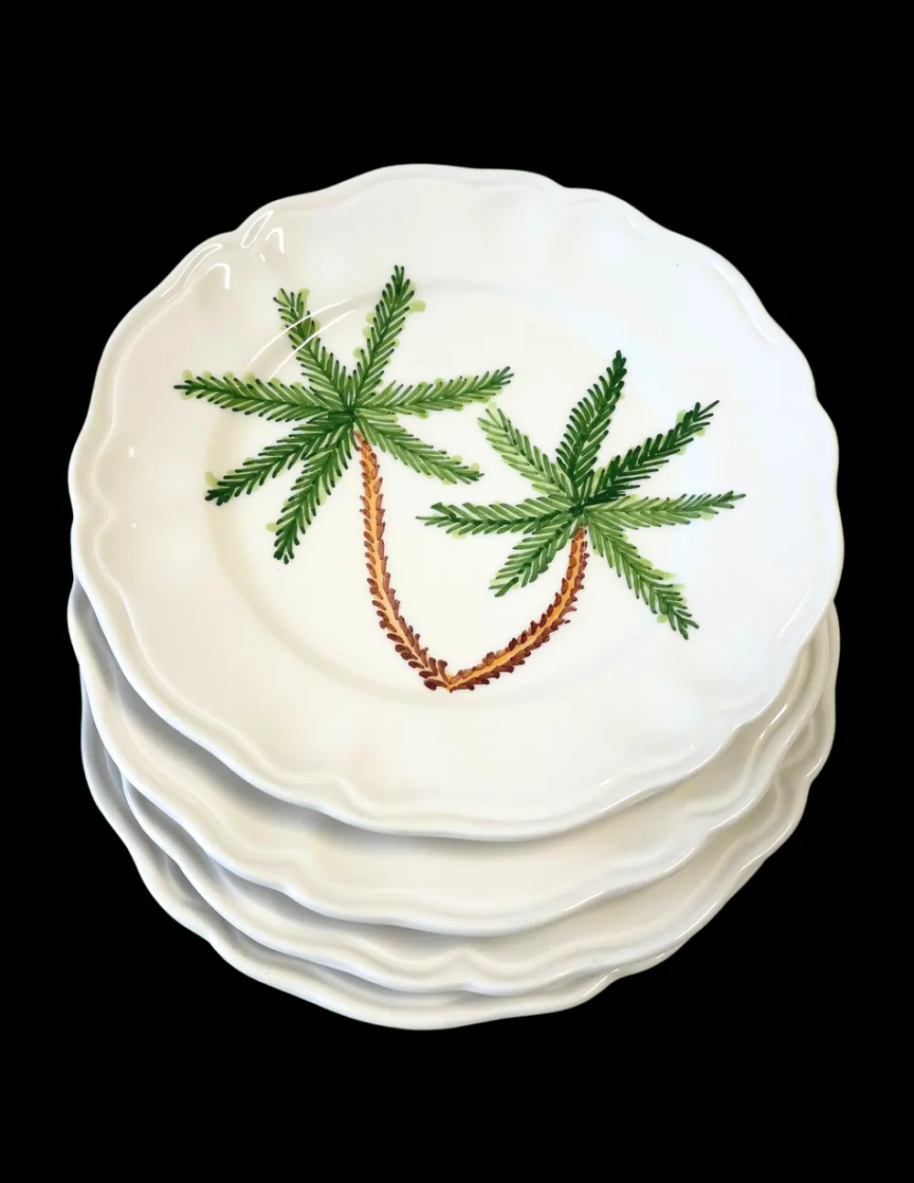 Sveva's Home Dinnerware|Palm Tree Scalloped Plate, Set of 6