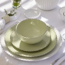 Costa Nova Dinnerware|Pearl Collection Cereal Bowls in Lilly Green, Set of 6