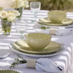Costa Nova Dinnerware|Pearl Collection Cereal Bowls in Lilly Green, Set of 6