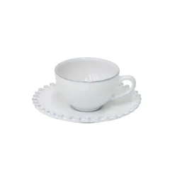 Costa Nova Dinnerware|Pearl Collection Coffee Cups & Saucers in White, Set of 6