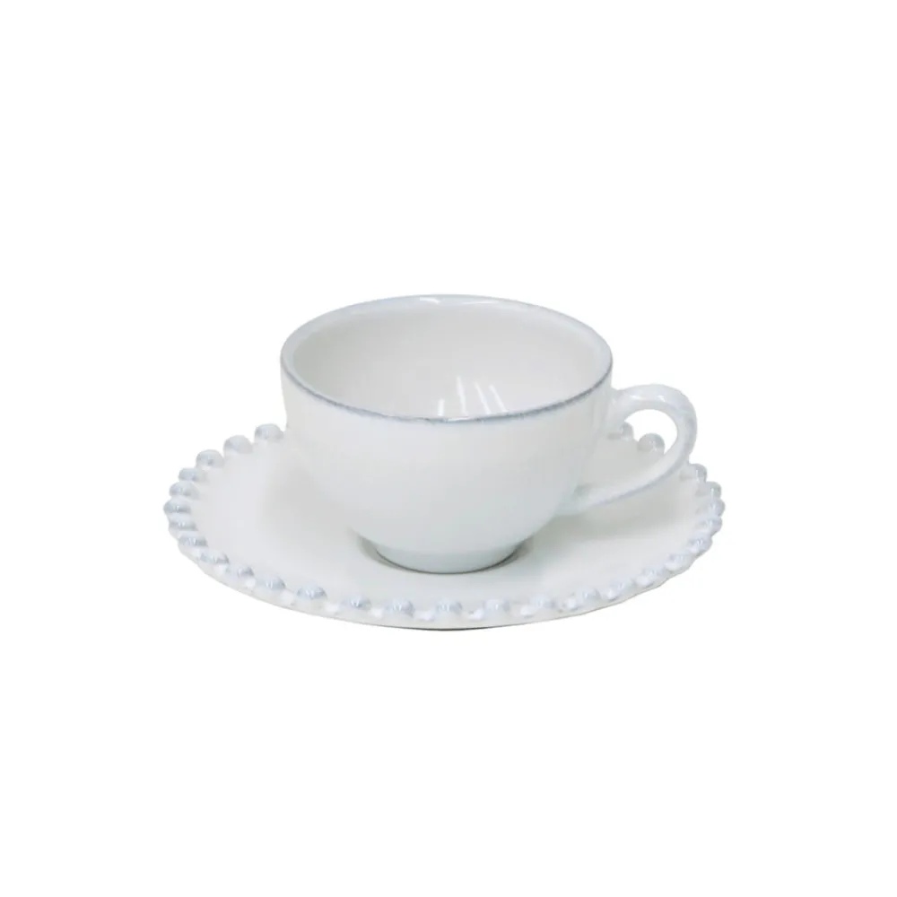 Costa Nova Dinnerware|Pearl Collection Coffee Cups & Saucers in White, Set of 6