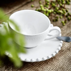 Costa Nova Dinnerware|Pearl Collection Coffee Cups & Saucers in White, Set of 6