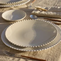 Costa Nova Dinnerware|Pearl Collection Dinner Plates in Cream, Set of 6