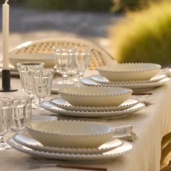 Costa Nova Dinnerware|Pearl Collection Dinner Plates in Cream, Set of 6