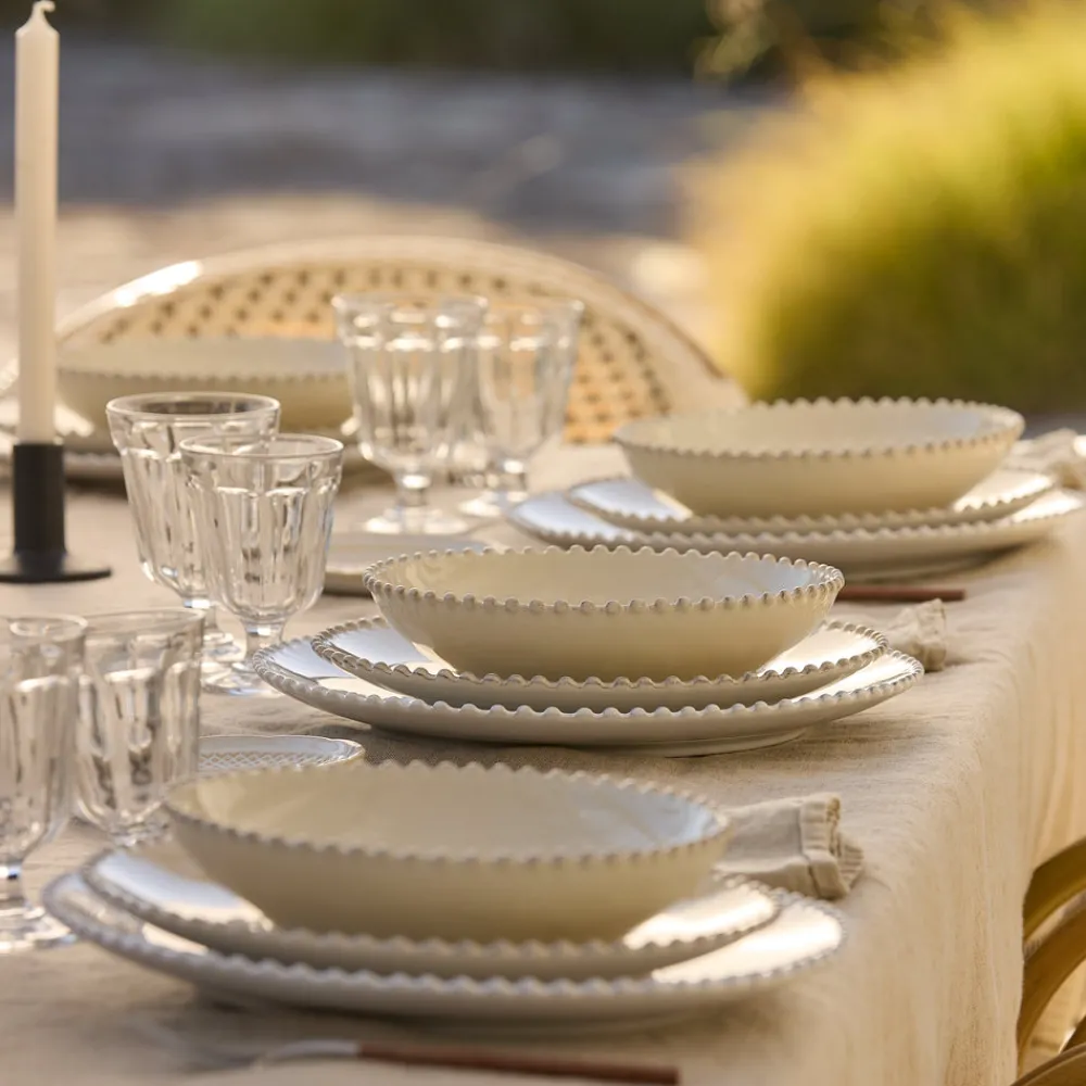 Costa Nova Dinnerware|Pearl Collection Dinner Plates in Cream, Set of 6