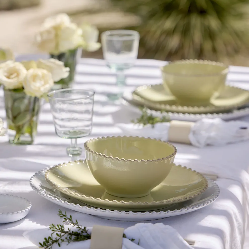 Costa Nova Dinnerware|Pearl Collection Dinner Plates in Lilly Green, Set of 6