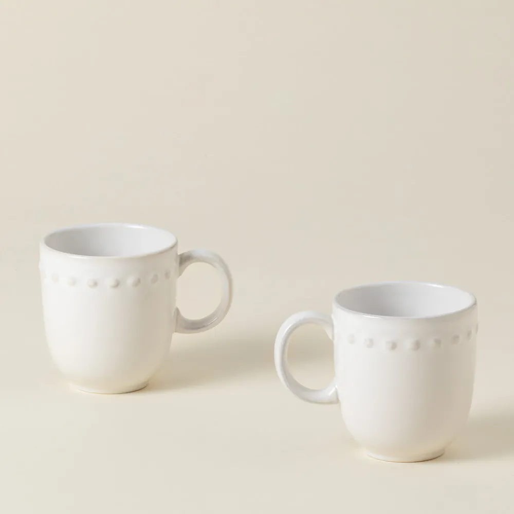 Costa Nova Dinnerware|Pearl Collection Mugs in White, Set of 6