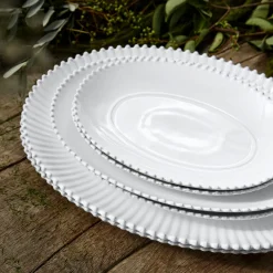 Costa Nova Dinnerware|Pearl Collection Oval Platter 13" in White