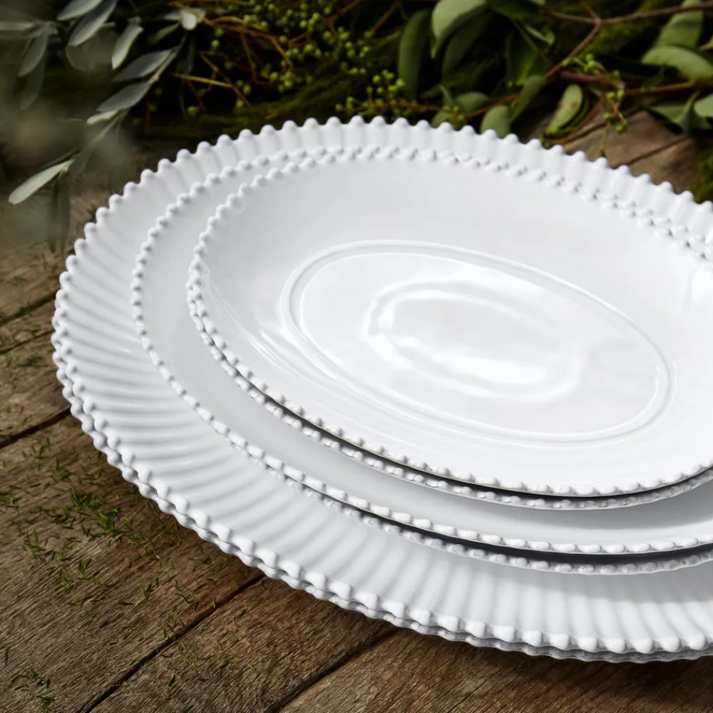 Costa Nova Dinnerware|Pearl Collection Oval Platter 13" in White