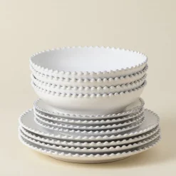 Costa Nova Dinnerware|Pearl Collection 12-pc Place Setting with Pasta Bowl in White