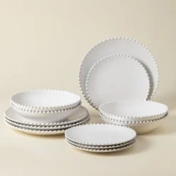 Costa Nova Dinnerware|Pearl Collection 12-pc Place Setting with Pasta Bowl in White