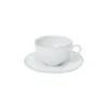 Costa Nova Dinnerware|Pearl Collection Tea Cups & Saucers in White, Set of 6