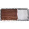 Mariposa Dinnerware|Pearled Cheese and Cracker Server with Dark Wood Insert
