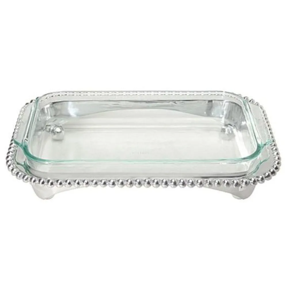 Mariposa Dinnerware|Pearled Oblong Casserole Caddy with 3-Quart Pyrex