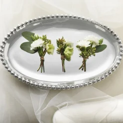 Mariposa Dinnerware|Pearled Oval Platter