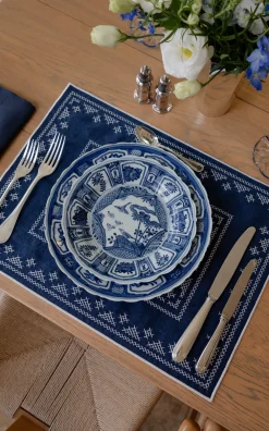 Esencial Hogar Place Settings & Linens|Pedralbes Placemats in Navy, Set of 4