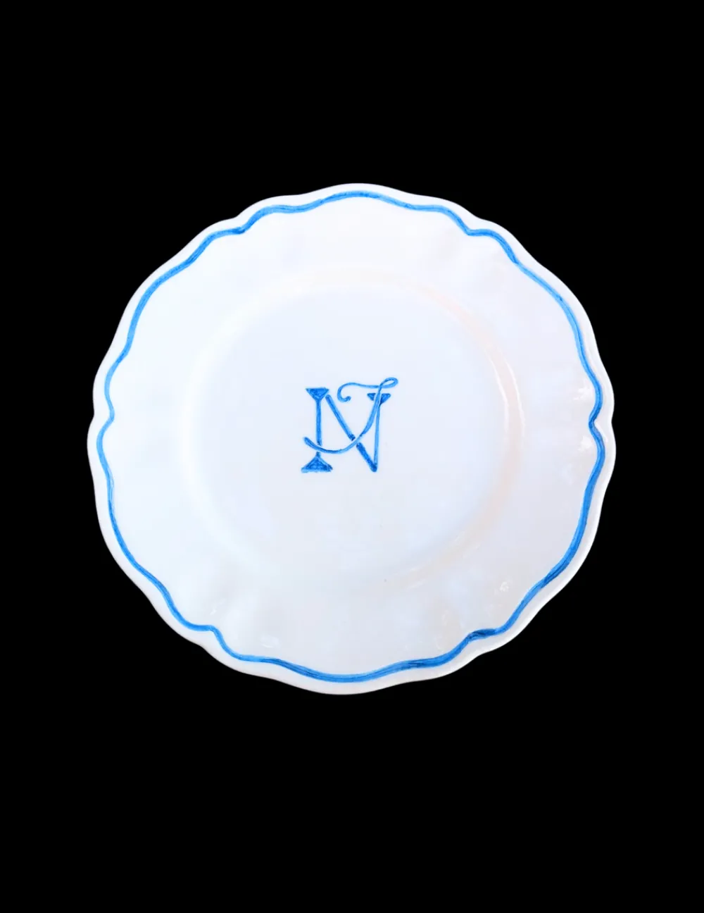 Sveva's Home Dinnerware|Personalised Monogram Scalloped Plate, Set of 6