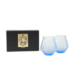 Caskata Glassware|Phoebe Cobalt Stemless Wine Glasses, Set of 2