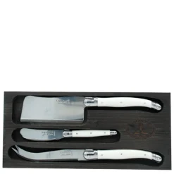 Jean Dubost Laguiole Flatware|3-Piece Cheese Set in White Black