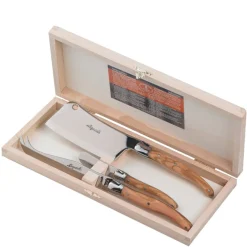 Jean Dubost Laguiole Flatware|3-Piece Cheese Set Olivewood