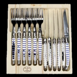 Jean Dubost Laguiole Flatware|12-Piece Cutlery Set in Mariniere