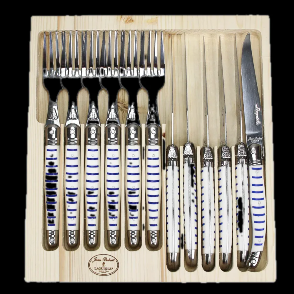 Jean Dubost Laguiole Flatware|12-Piece Cutlery Set in Mariniere