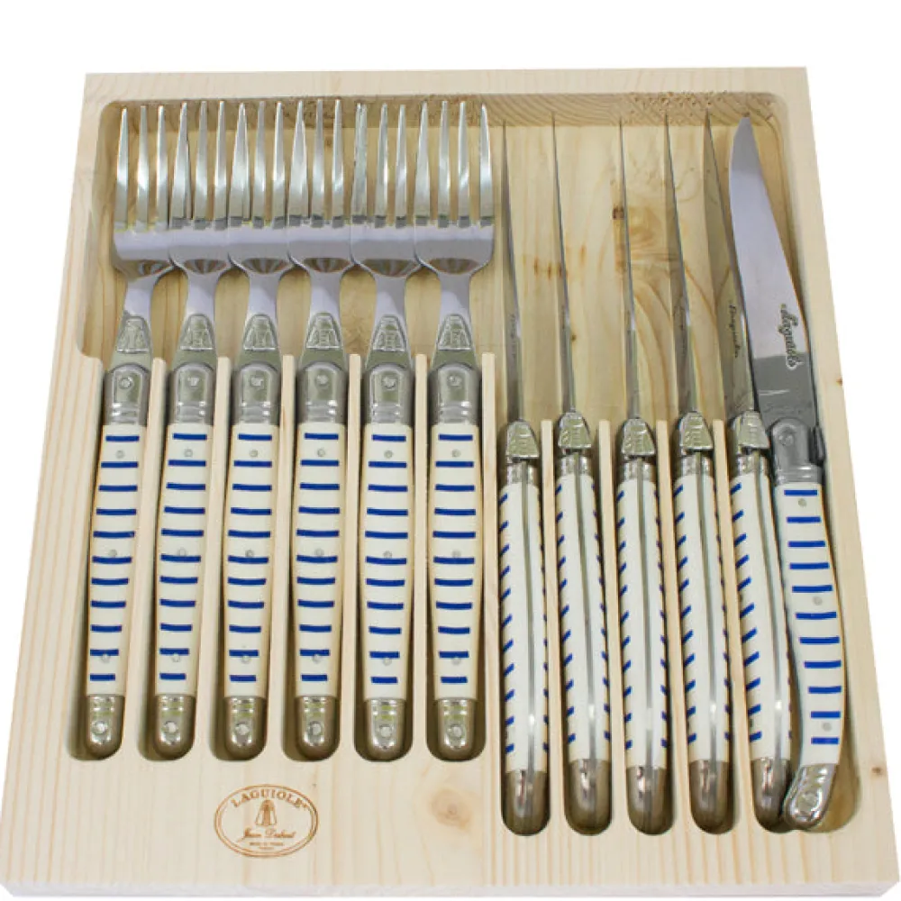 Jean Dubost Laguiole Flatware|12-Piece Cutlery Set in Mariniere