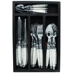 Jean Dubost Laguiole Flatware|24-Piece Flatware Set in White