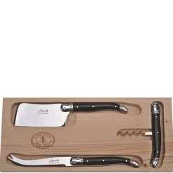 Jean Dubost Laguiole Bar|Flatware|3-Piece Wine & Cheese Set Black