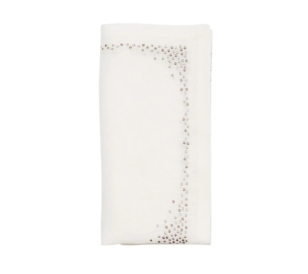Kim Seybert Place Settings & Linens|Pin Dot Napkin in White & Gold & Silver, Set of 4
