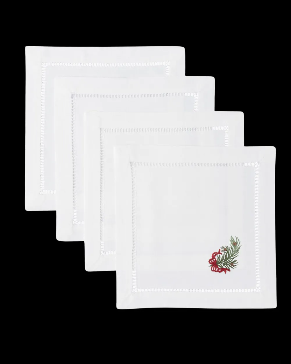 Henry Handwork Place Settings & Linens|Pine Bough Ribbon Cocktail Napkin Set