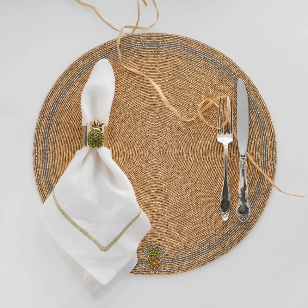 Joanna Buchanan Place Settings & Linens|Pineapple Napkin Rings in Olive, Set of Two