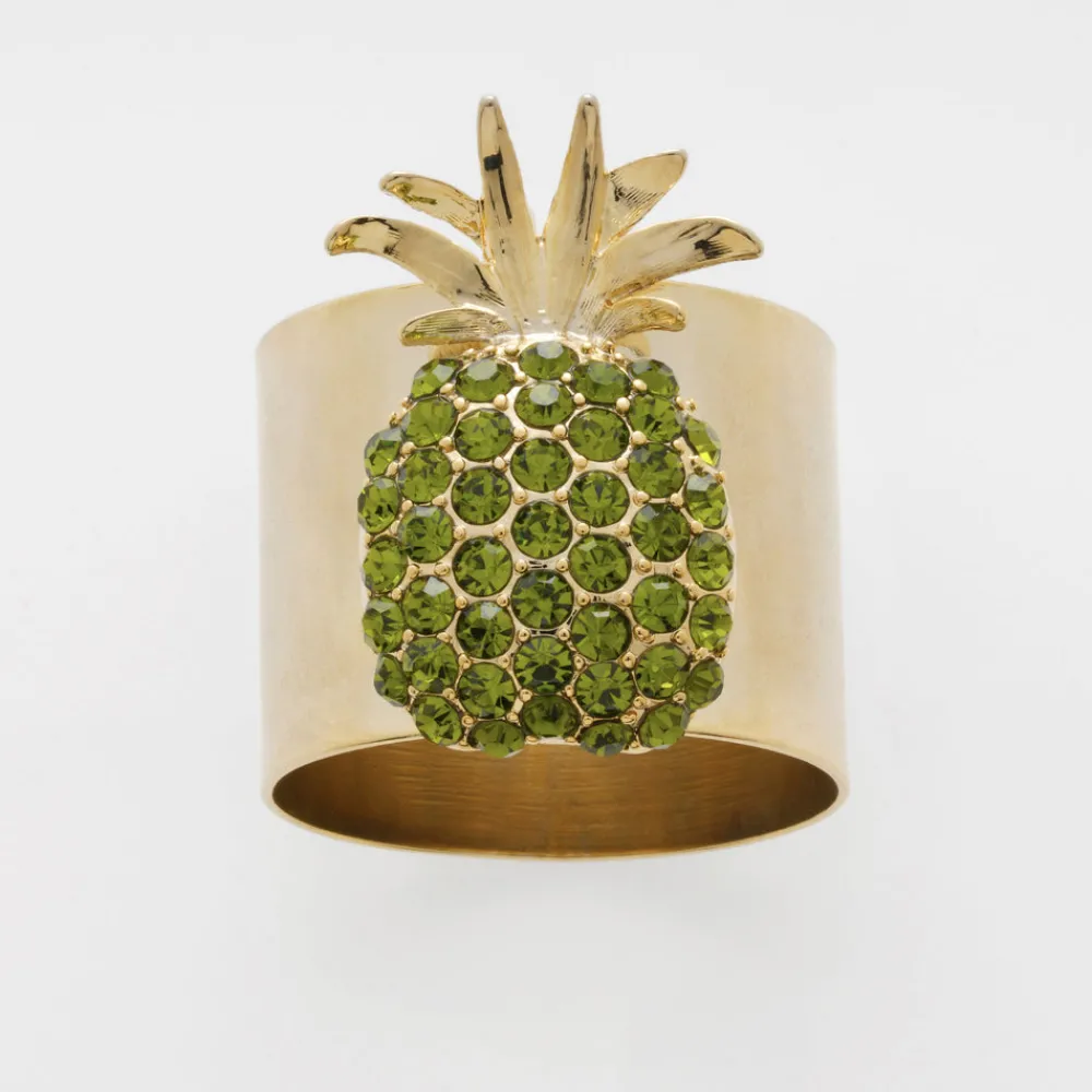 Joanna Buchanan Place Settings & Linens|Pineapple Napkin Rings in Olive, Set of Two