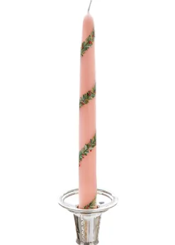 MJ Tablescapes Candles|Pink Garland and Berry Hand-Painted Taper Candles, Set of Two