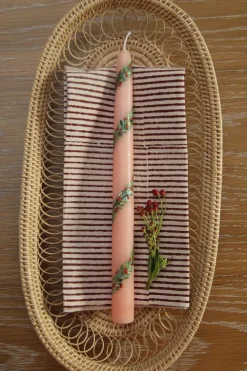 MJ Tablescapes Candles|Pink Garland and Berry Hand-Painted Taper Candles, Set of Two