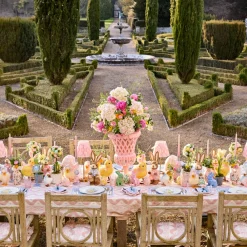 Mrs. Alice Place Settings & Linens|Pink Ikat Tablecloth