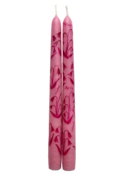 MJ Tablescapes Candles|Pink Lily of the Valley Hand-Painted Taper Candles, Set of Two