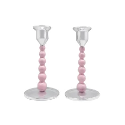 Mariposa Candles|Pink Pearled Candlestick Set