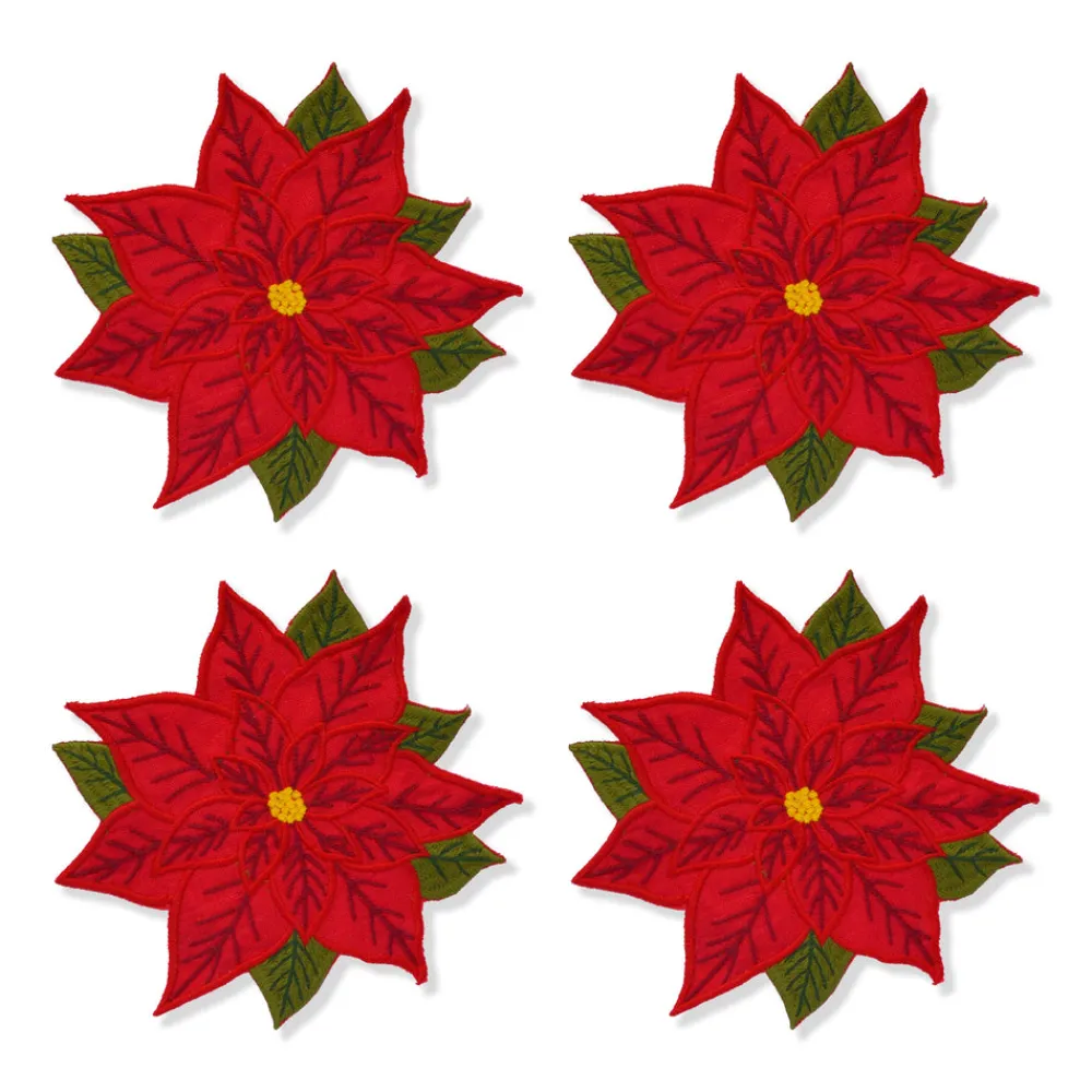 Chefanie Place Settings & Linens|Poinsettia Cocktail Napkins, Set of 4