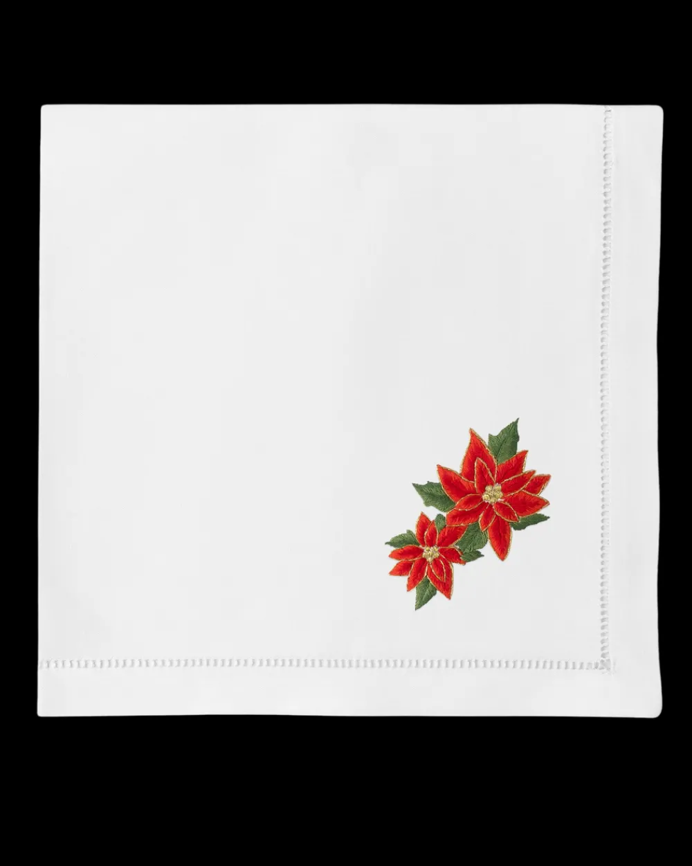 Henry Handwork Place Settings & Linens|Poinsettias Napkin
