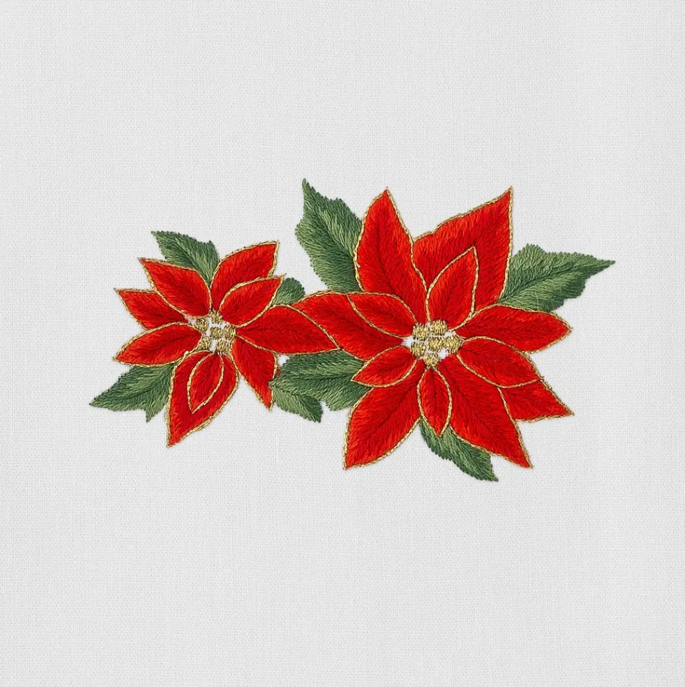 Henry Handwork Place Settings & Linens|Poinsettias Napkin