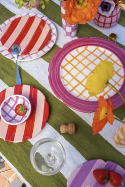 Vaisselle Dinnerware|Popi Dessert Plate in Popi-Nude & Red Stripe